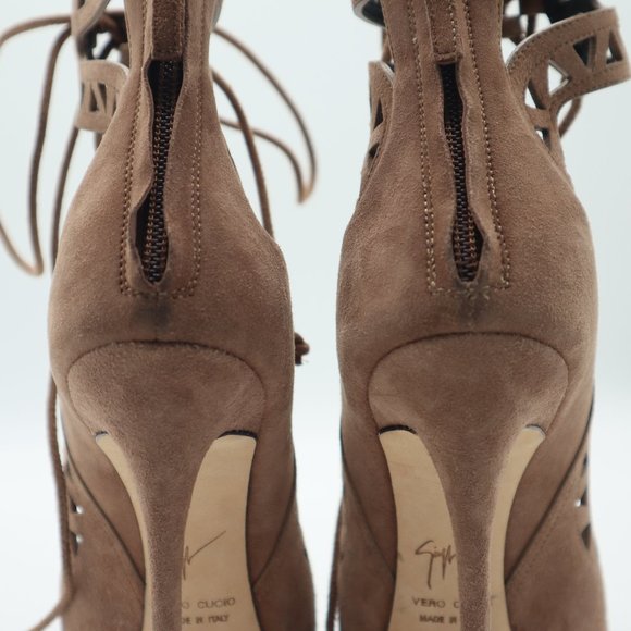 Giuseppe Zanotti Lazer Cut Coline 110 Lace Up Suede Sandals 36 - Picture 9 of 10